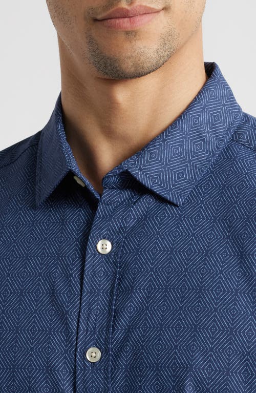 Fair Harbor Windward Performance Short Sleeve Button-up Shirt In Navy Shibori (402)