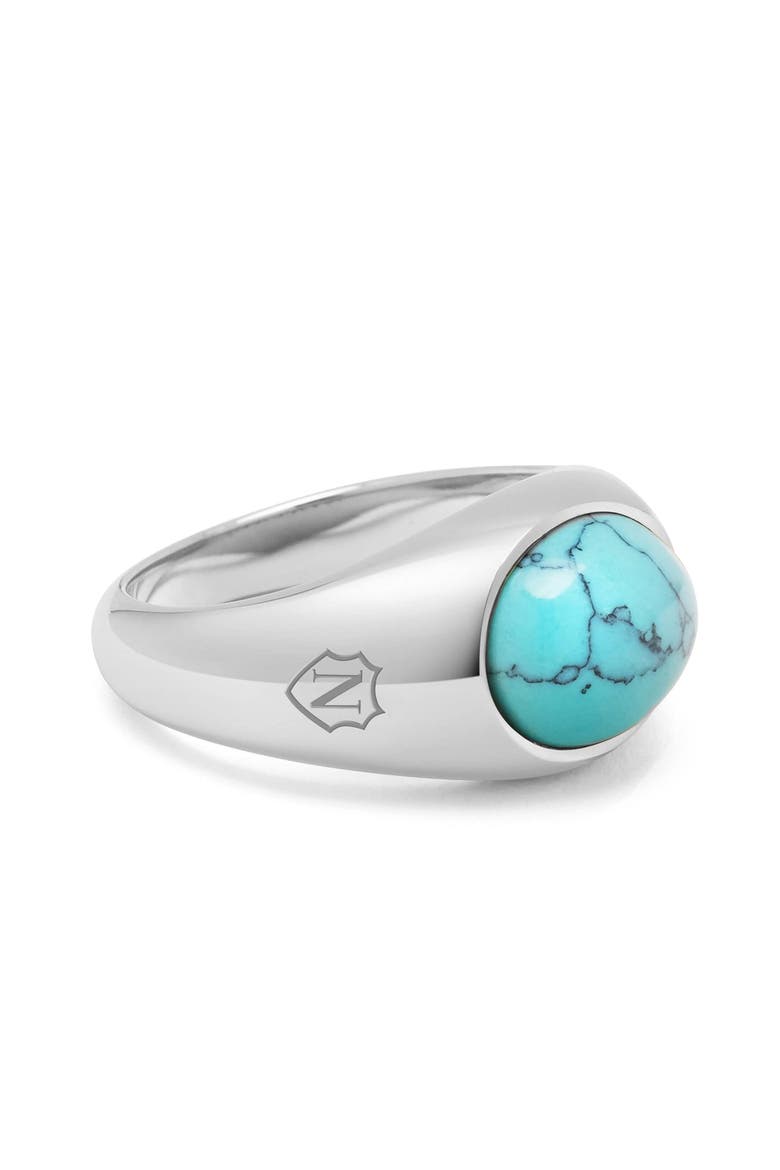 Oval Signet Ring With Stone, Alternate, color, Turquoise