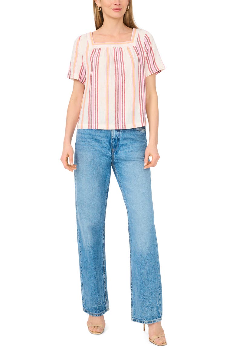 Stripe Square Neck Top, Alternate, color, TANGERINE