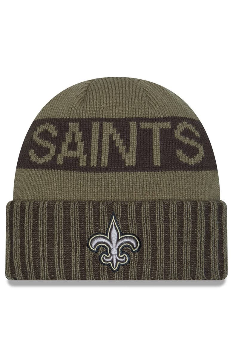 New Era Men's New Era  Dark Green New Orleans Saints 2025 Salute to Service Cuffed Knit Hat, Main, color, 