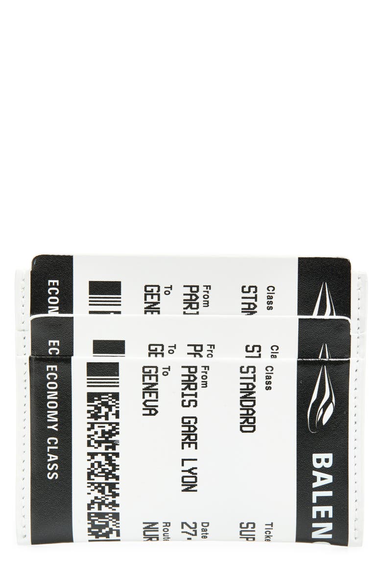 Boarding Pass Leather Card Case, Main, color, 1090 BLACK/ WHITE