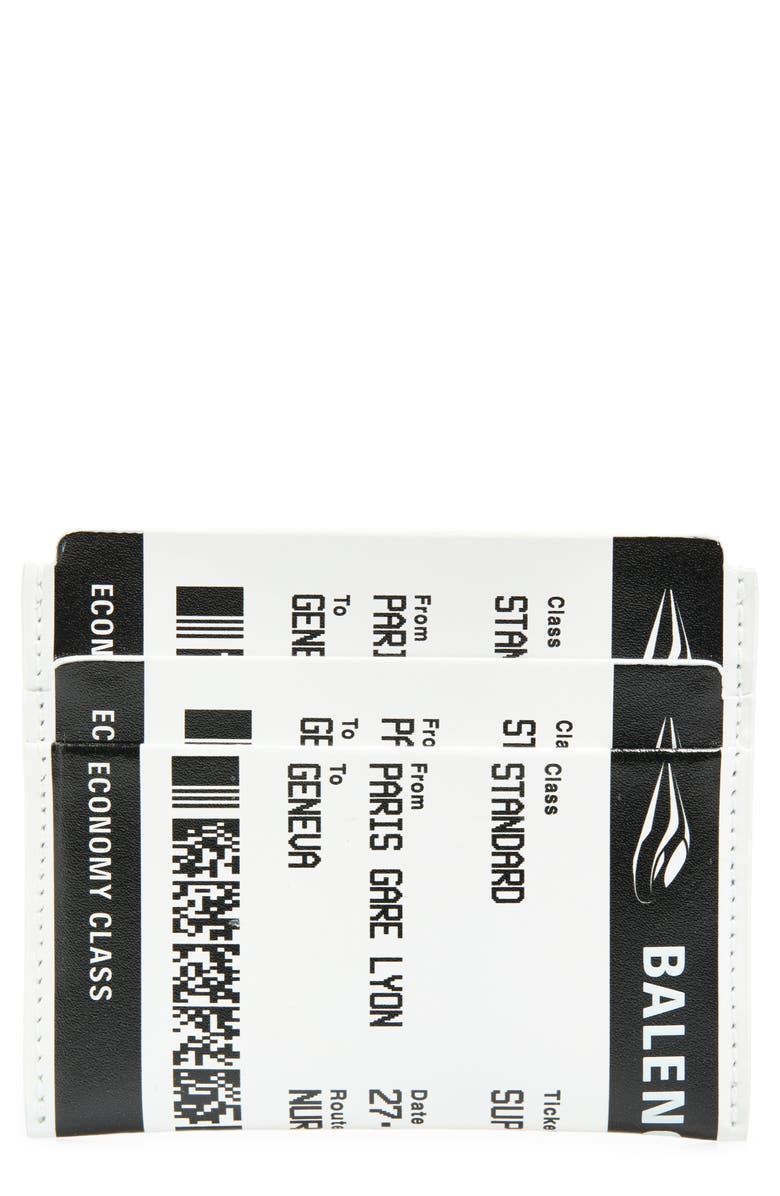Balenciaga Boarding Pass Leather Card Case, Main, color, 1090 Black/ White
