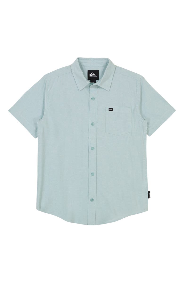 Quiksilver Kids' Oxford Classics Solid Short Sleeve Cotton Button-Up Shirt, Main, color, 