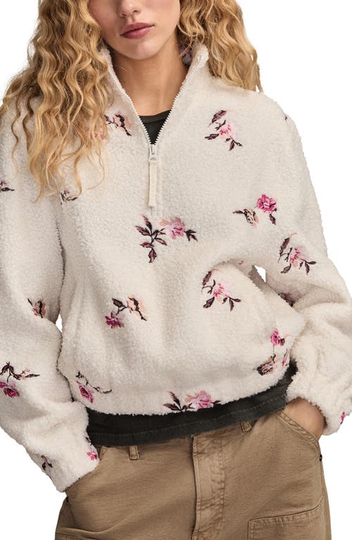 Lucky Brand High Pile Half Zip Top In White
