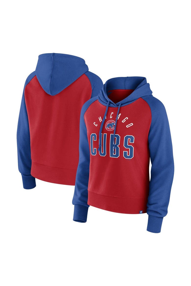 Women's Fanatics Royal/Red Chicago Cubs Pop Fly Pullover Hoodie, Main, color, Royal