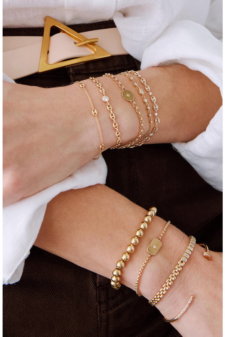 14K Gold 5-Station Puffed Mariner Link Bracelet, Alternate, color, 14K YELLOW GOLD