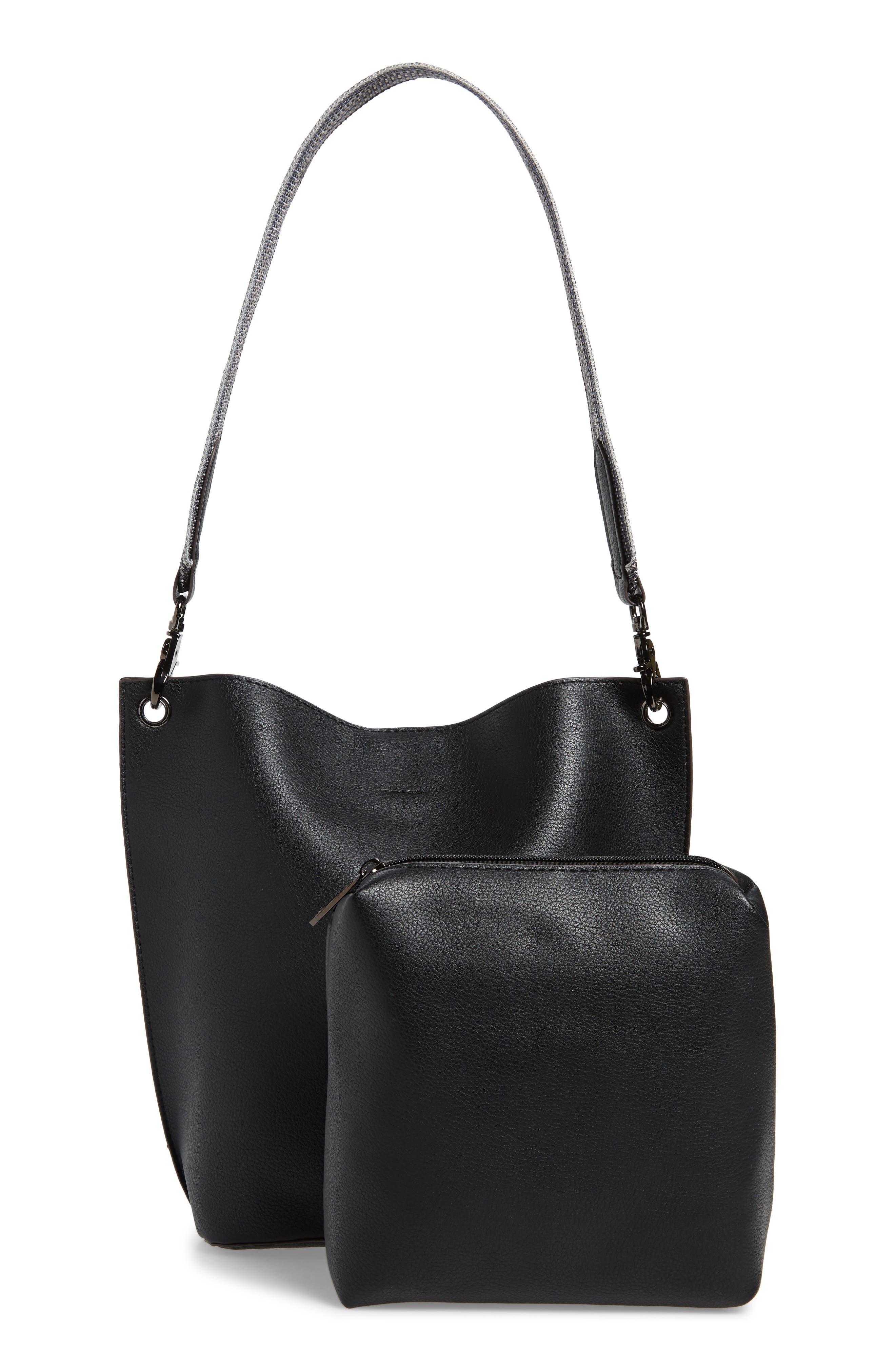Sondra Roberts Faux Leather Bucket Bag, Alternate, color, 