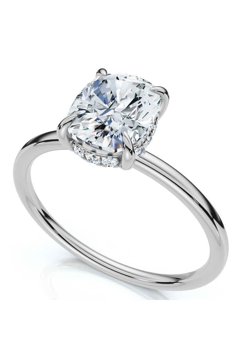 Certified 2Ct Cushion Hidden Halo Diamond Engagement Ring 14k Gold Lab Grown, Alternate, color, 14k White Gold