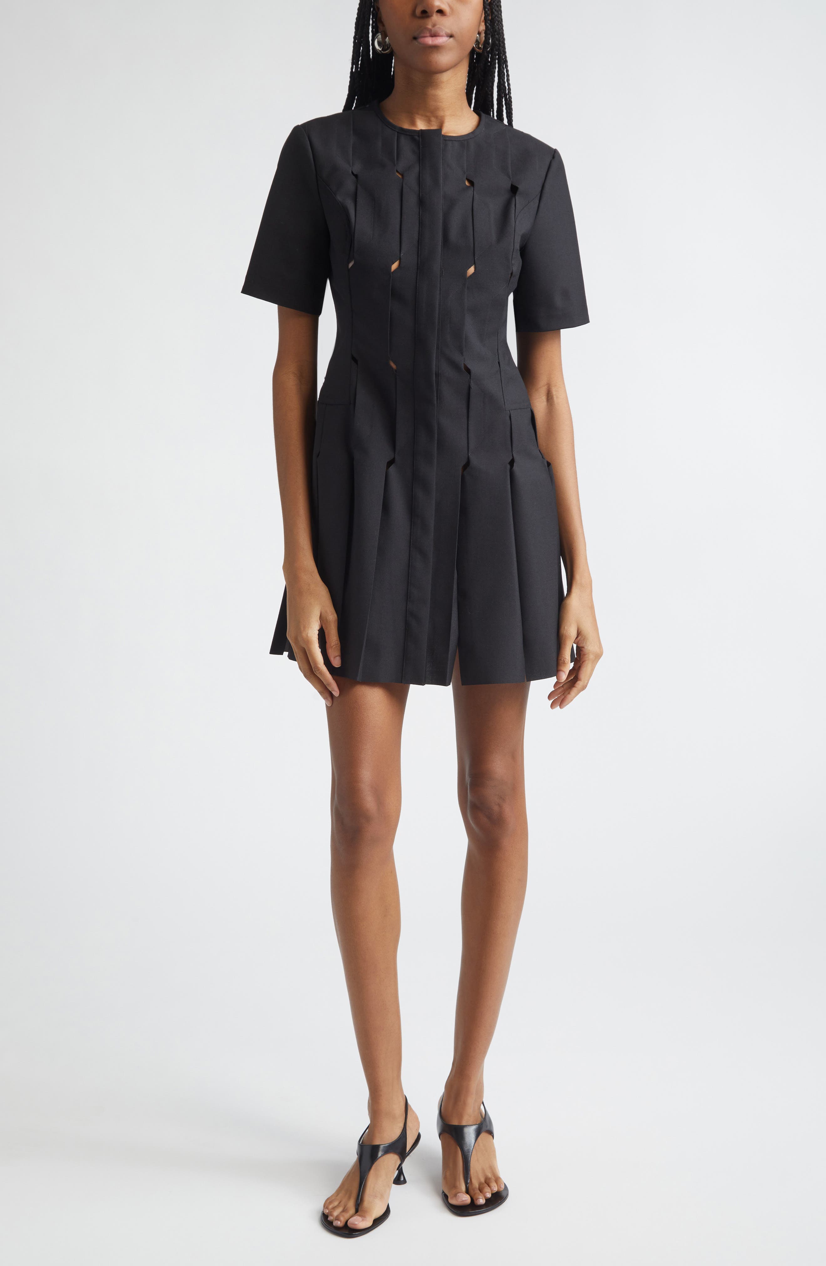 Technical Tailored Origami Wool Blend Dress