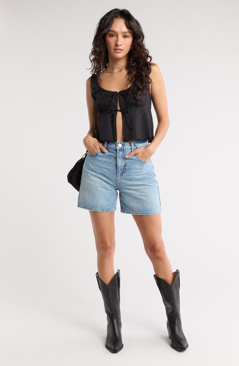 Abound Tie Front Cotton Tank Top, Alternate, color, Black