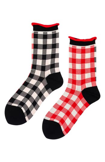 HANSEL FROM BASEL HANSEL FROM BASEL COLORBLOCK GINGHAM CREW SOCKS 
