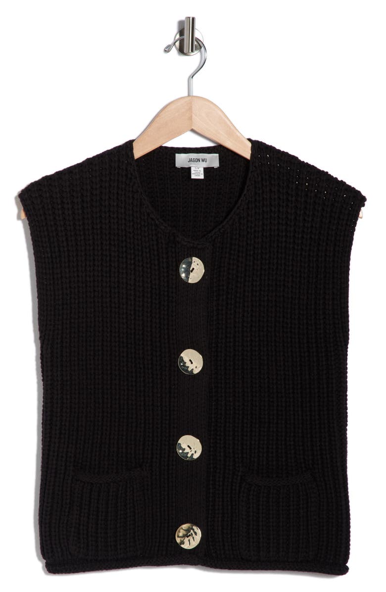 JASON WU Button Shaker Cardi Vest, Main, color, Black