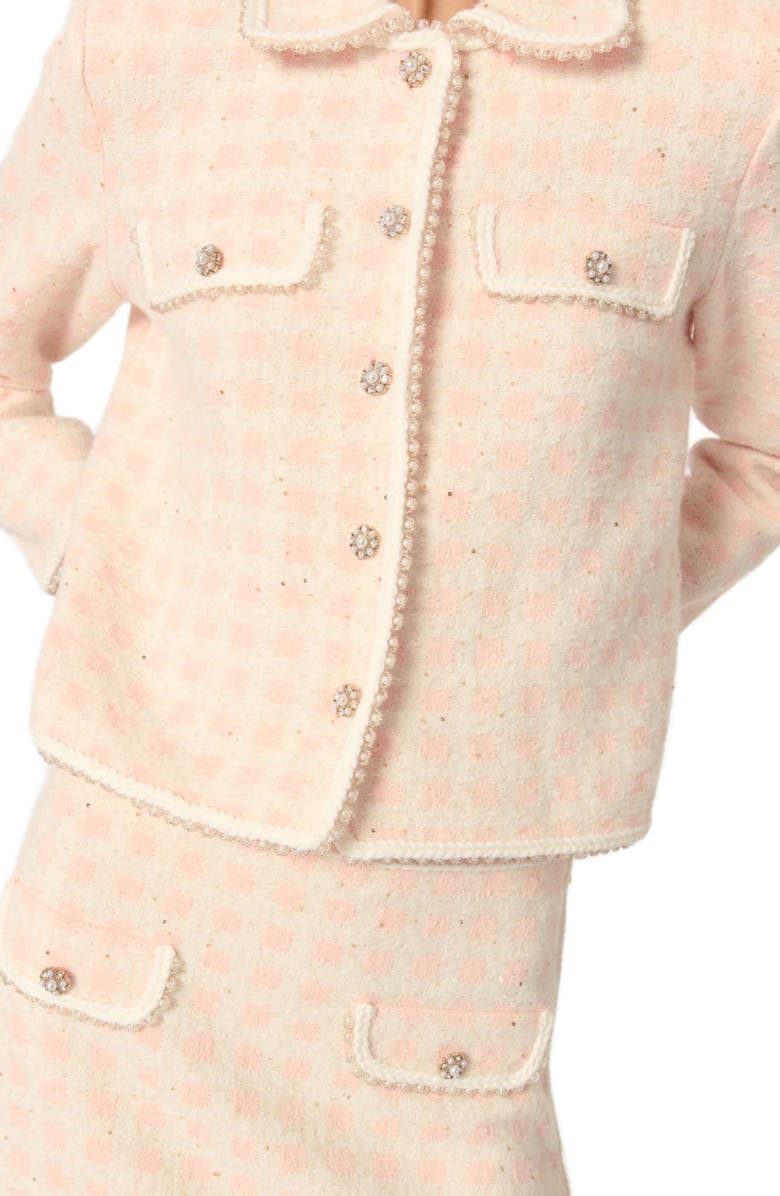 maje Tweed-effect knit jacket, Alternate, color,