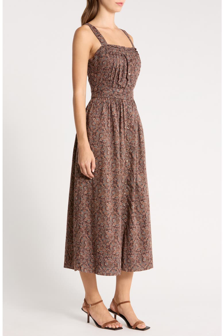 Temecula Paisley Pintuck Cotton Dress, Alternate, color, DARK BROWN MULTI
