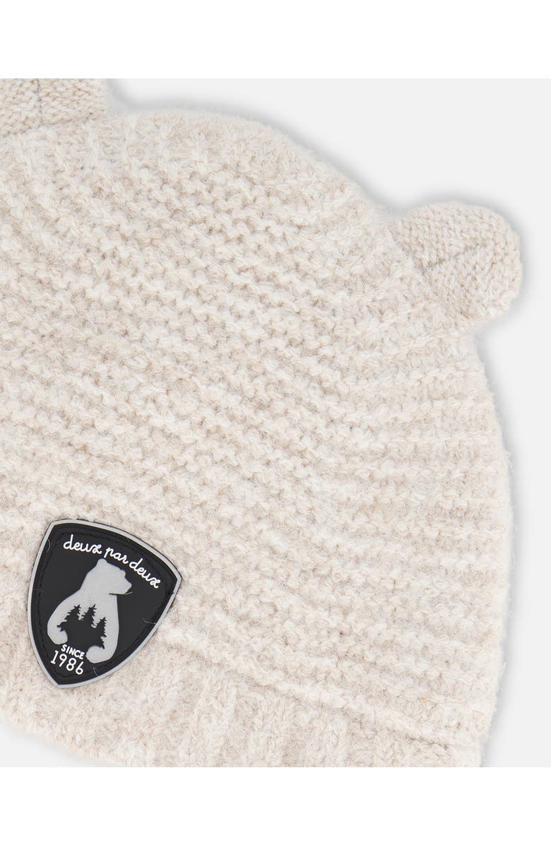 Deux par Deux Baby Unisex Knit Hat With Ears Off White, Alternate, color,