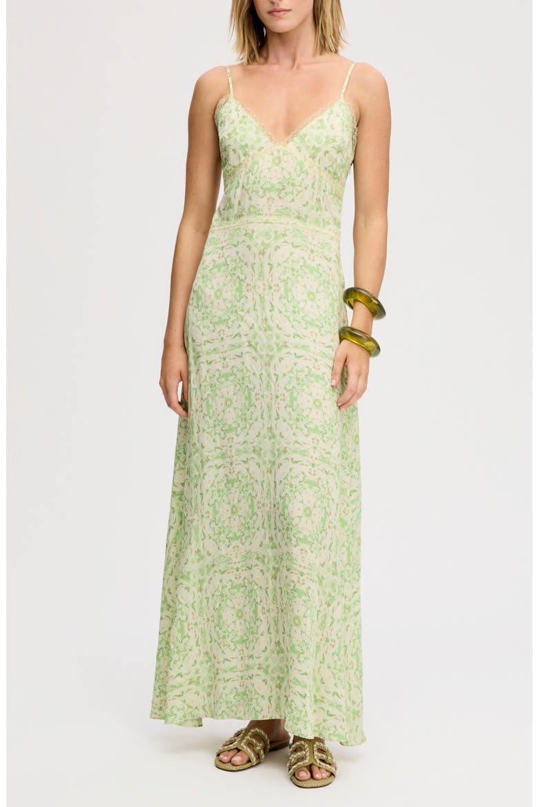 Lace Trim Maxi Slipdress, Main, color, WILLOW GEO FLORAL SCARF