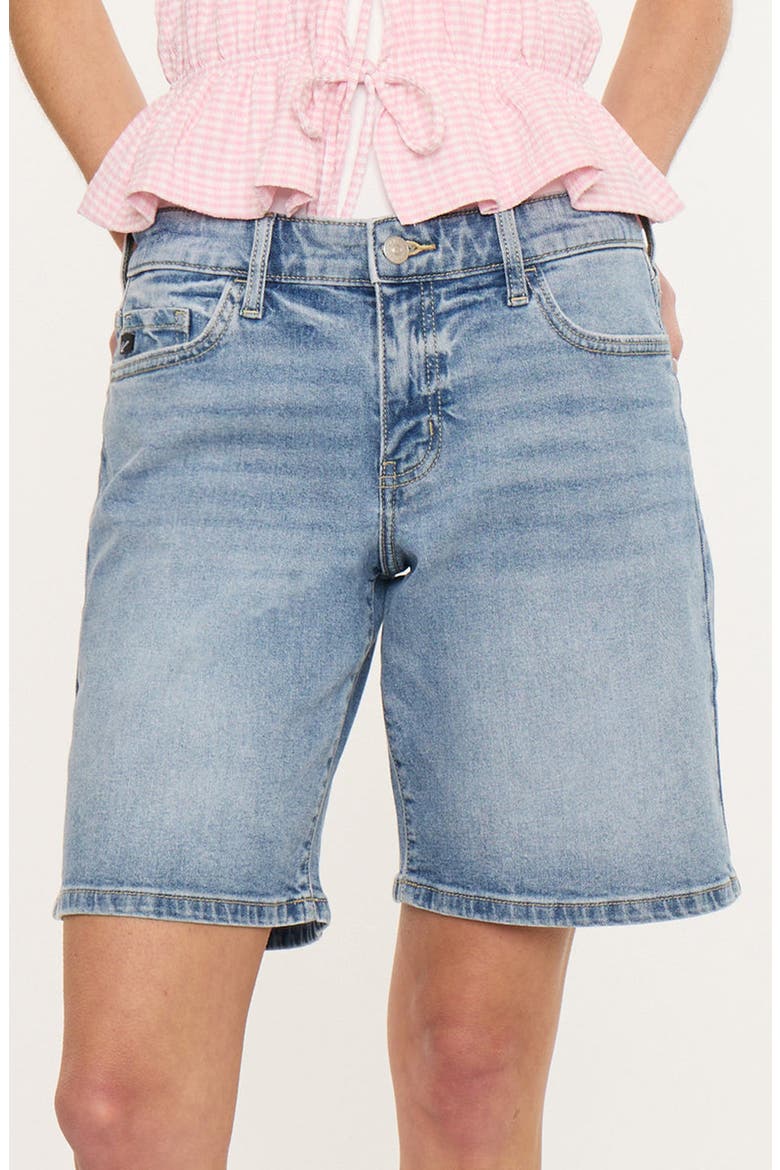 Margo Essentials Mid Rise Bermuda Denim Shorts, Alternate, color, Medium Wash