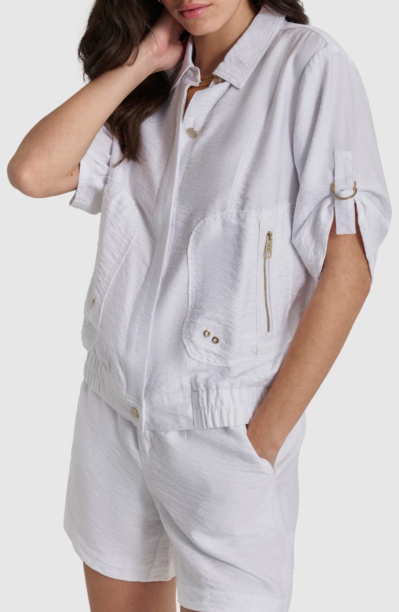 DKNY Roll Tab Front Button Jacket, Alternate, color, 