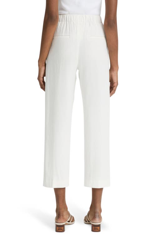 Vince Linen Blend Mid Rise Tapered Pull On Pants In Off White