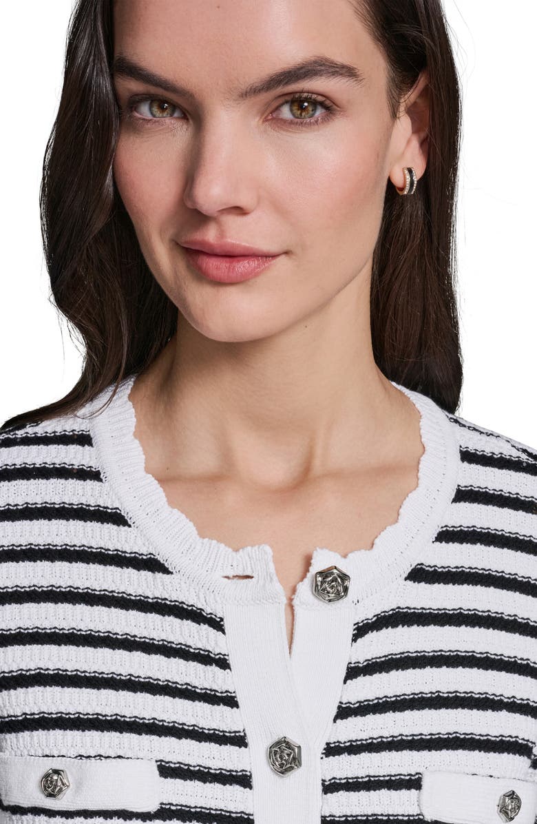 KARL LAGERFELD PARIS Stripe Cotton Blend Cardigan, Alternate, color, 
