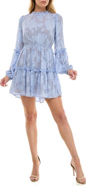 Socialite Tie Neck Metallic Babydoll Minidress