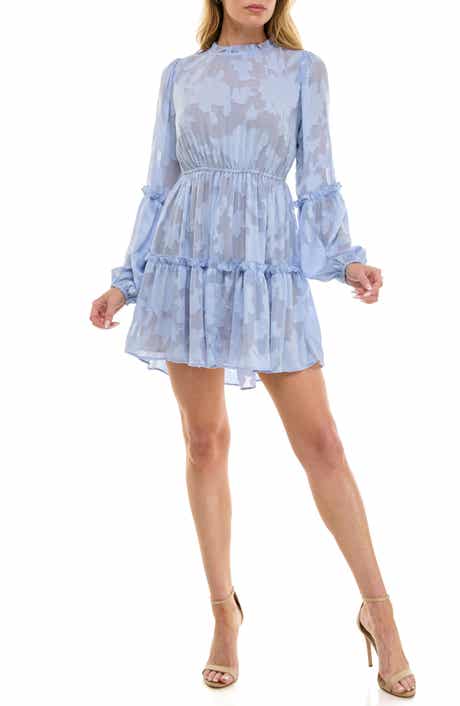Socialite Tie Neck Metallic Babydoll Minidress