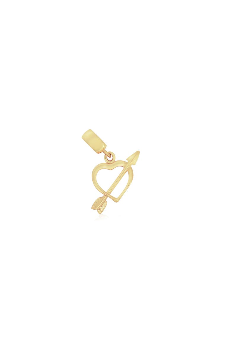 Mini Gold Heart and Arrow Charm, Main, color, Yellow Gold