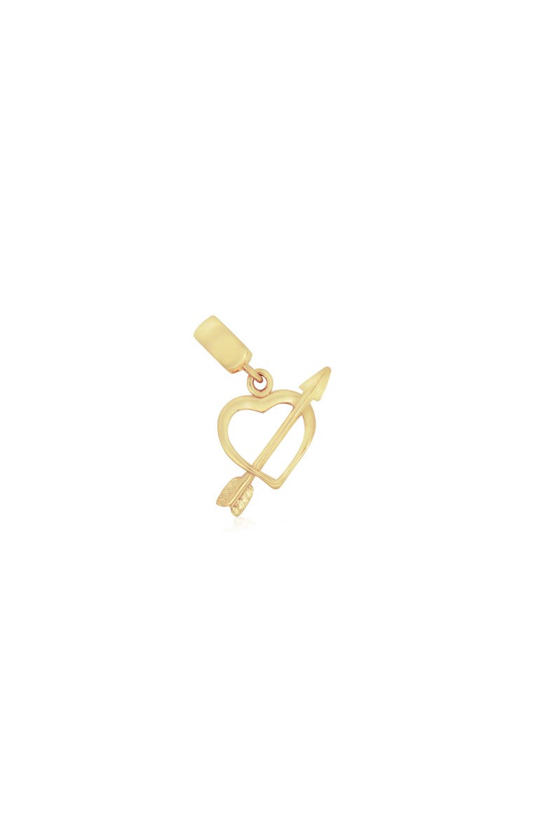 The Lovery Fine Jewelry Mini Gold Heart and Arrow Charm, Main, color, Yellow Gold