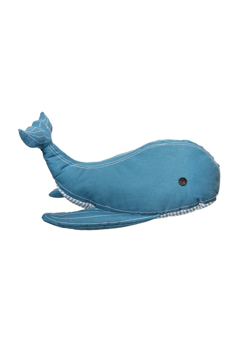 Blue Whale Cotton Blend Mini Accent Pillow 8" x 16", Main, color, Blue