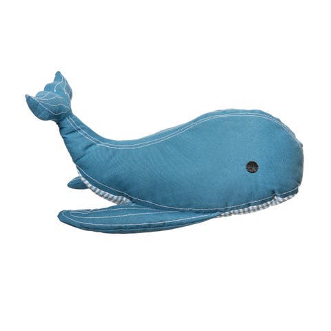 Blue Whale Cotton Blend Mini Accent Pillow 8" x 16"