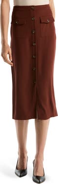 Laundry by Shelli Segal Button Front Midi Skirt