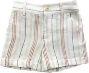 Petite Maison Kids White and Beige Boys' Striped Linen Shorts