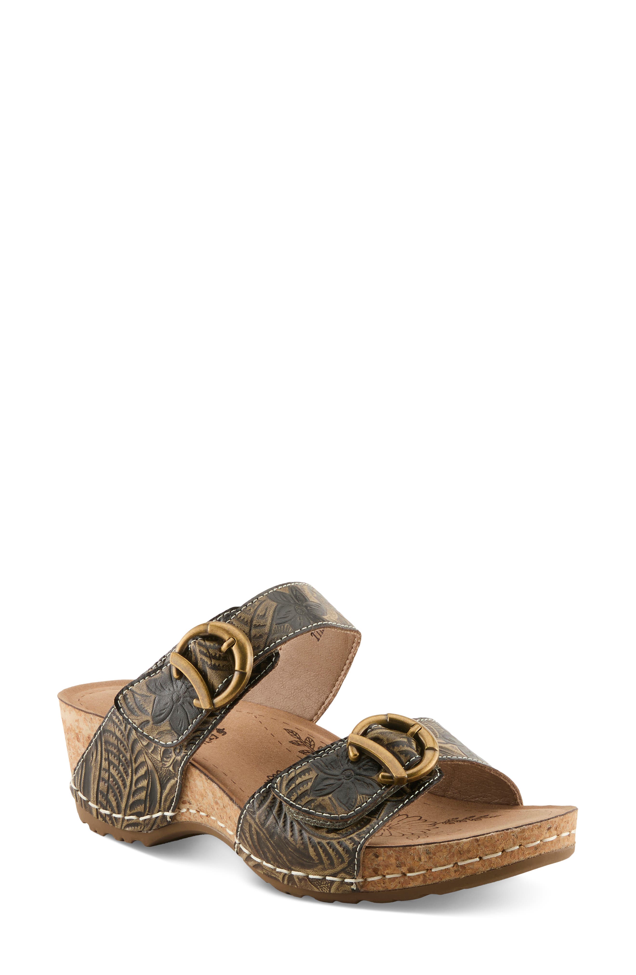 L'Artiste by Spring Step The Brass Ring Sandal, Main, color, Black Multi