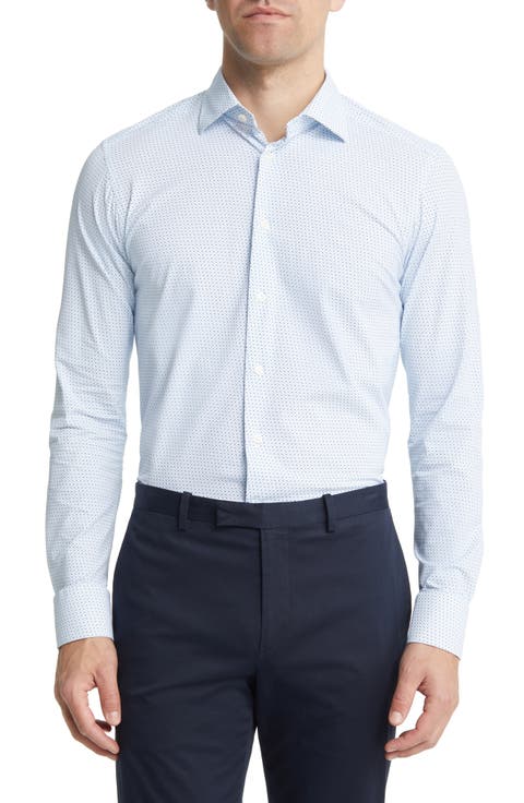 Slim Fit Micro Print Dress Shirt