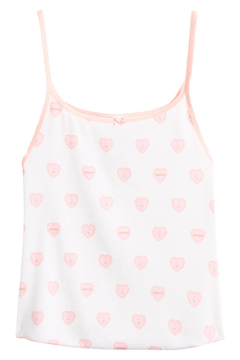 Heart Print Stretch Cotton Tank, Main, color, SNOW LACE HEARTS