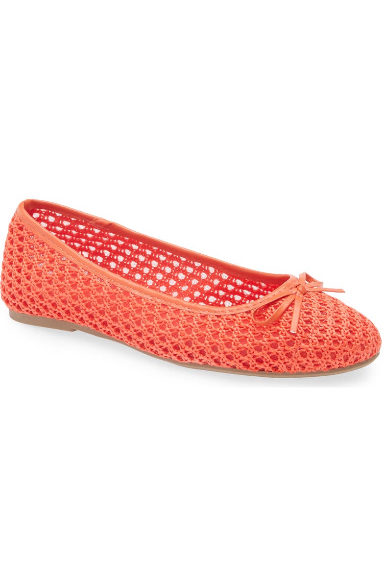 Tahari Coated Raffia Ballet Flat, Main, color, Coral