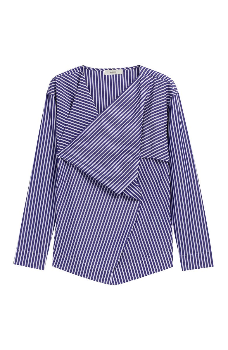 SUISTUDIO Cai Striped Drape Neck Blouse, Alternate, color,
