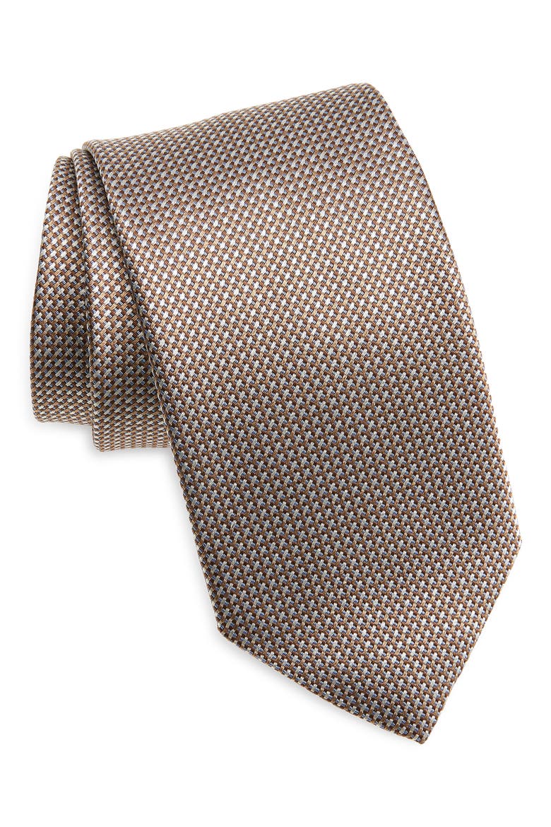 Jacquard Silk Tie, Main, color, COCOA