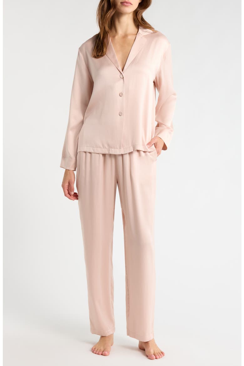 Print Washable Silk Pajamas, Main, color, DELICATE PINK