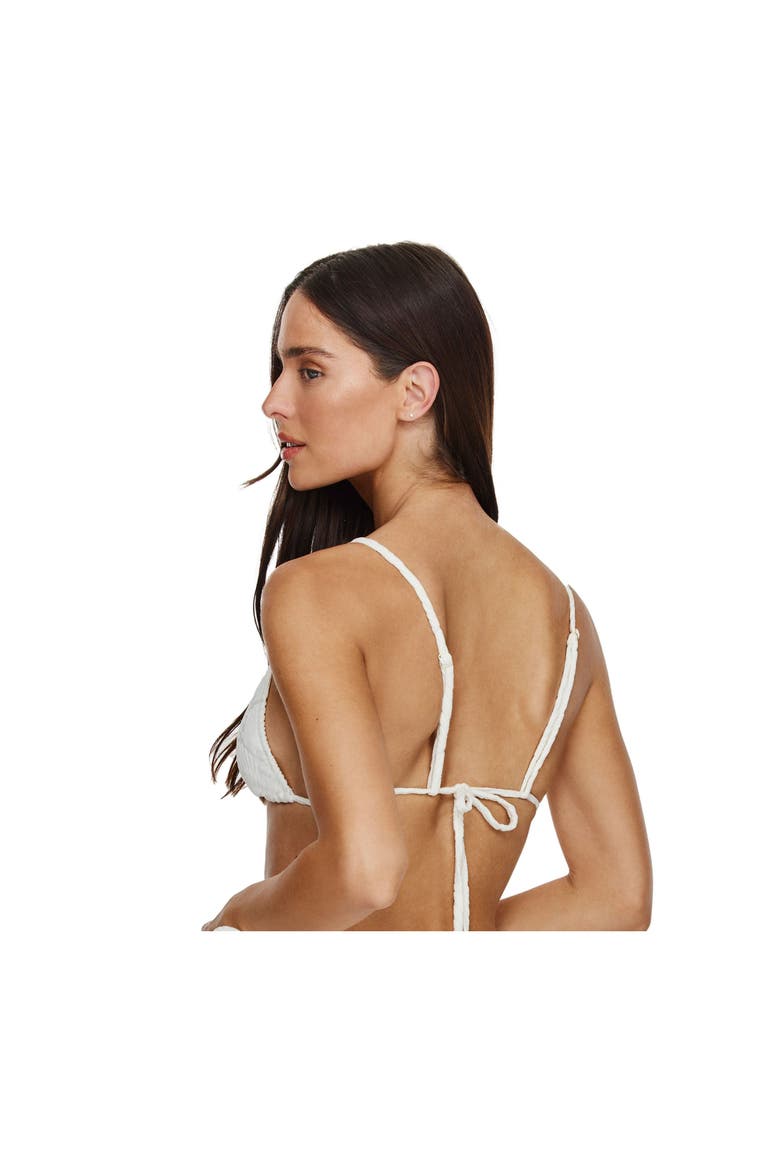 Mermaid Island Textured Triangle Bikini Top, Alternate, color, White