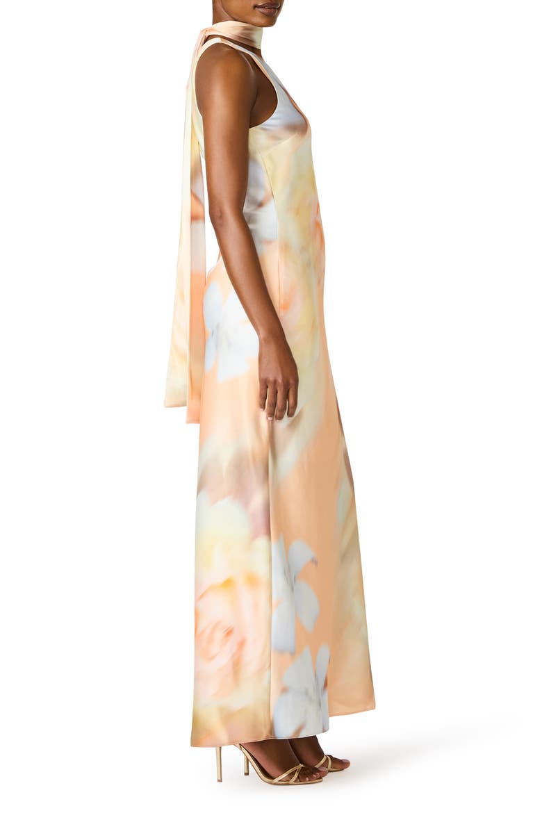 Jaidan Satin Scarf Maxi Dress, Alternate, color, CORAL HAZE