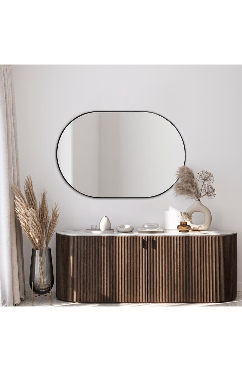 JONATHAN Y Milly Medium Oval Metal Framed Wall Mirror, Main, color,