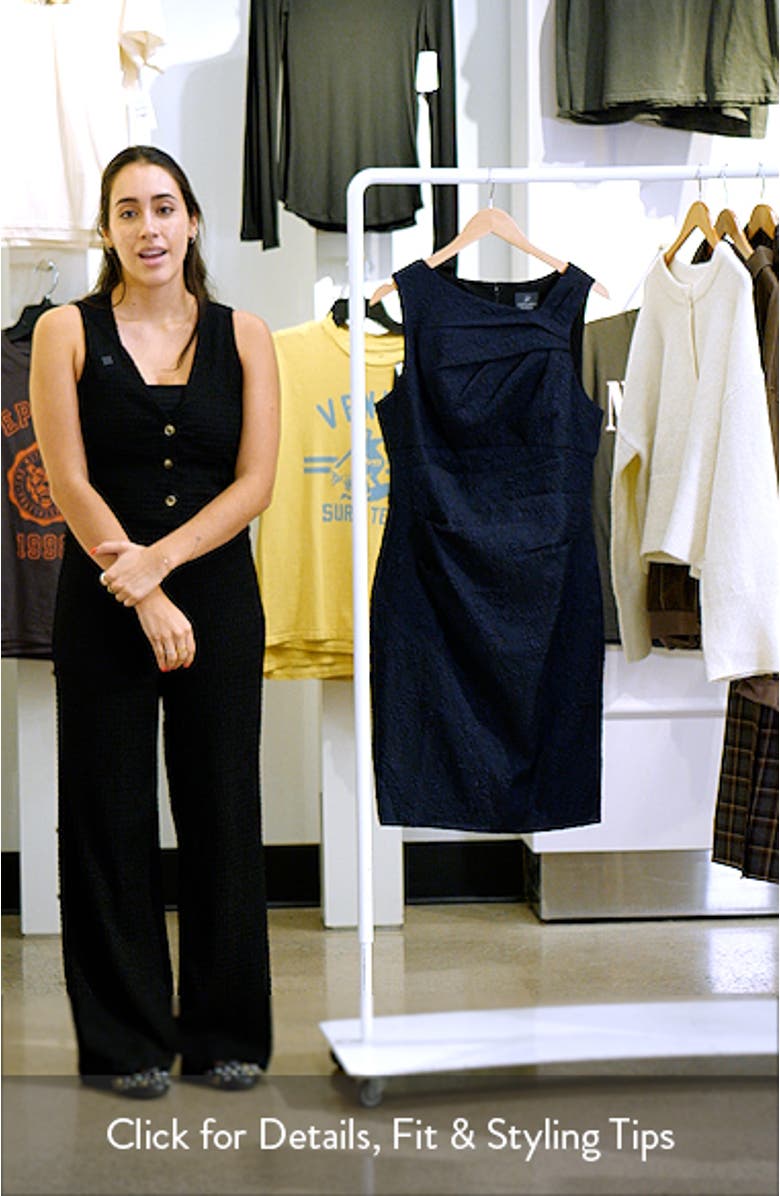 Metallic Asymmetric Jacquard Sheath Dress, sales video thumbnail