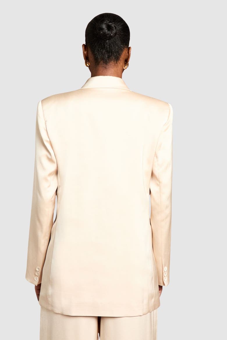 Satin Double-Breasted Tailored Blazer, Alternate, color, Champagne