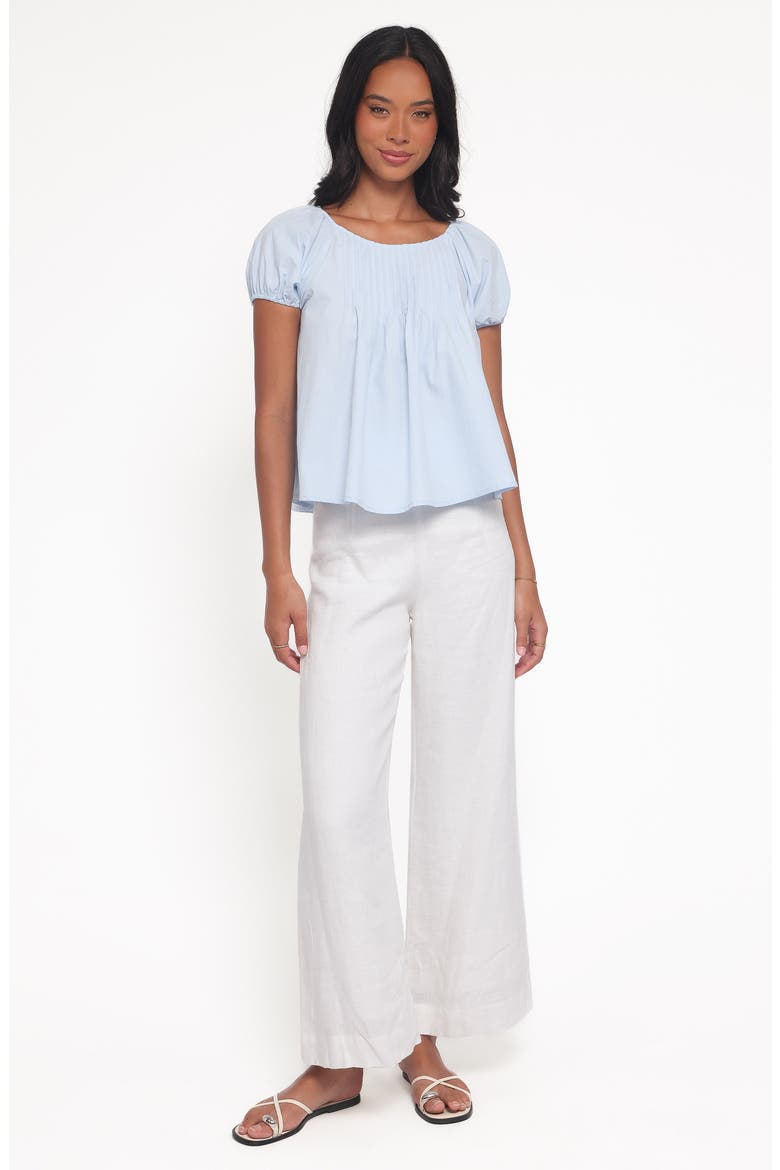 Abbot Pleated Cotton Top, Alternate, color, BLUE