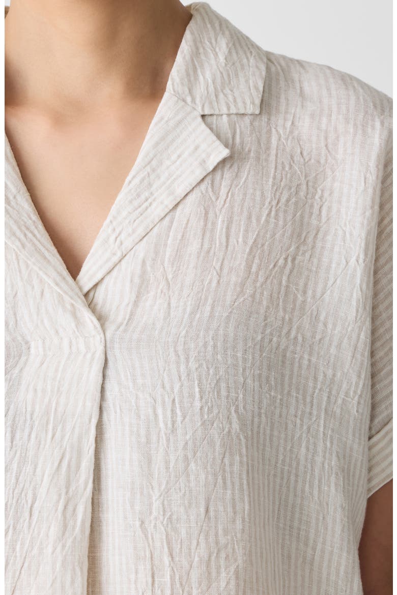 Notched Collar Organic Linen Top, Alternate, color, CHALK