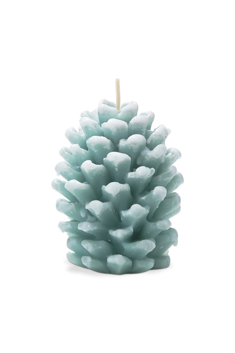 Frosted Pine Cone Aqua Candle Sculpted Paraffin Wax, Main, color, Blue