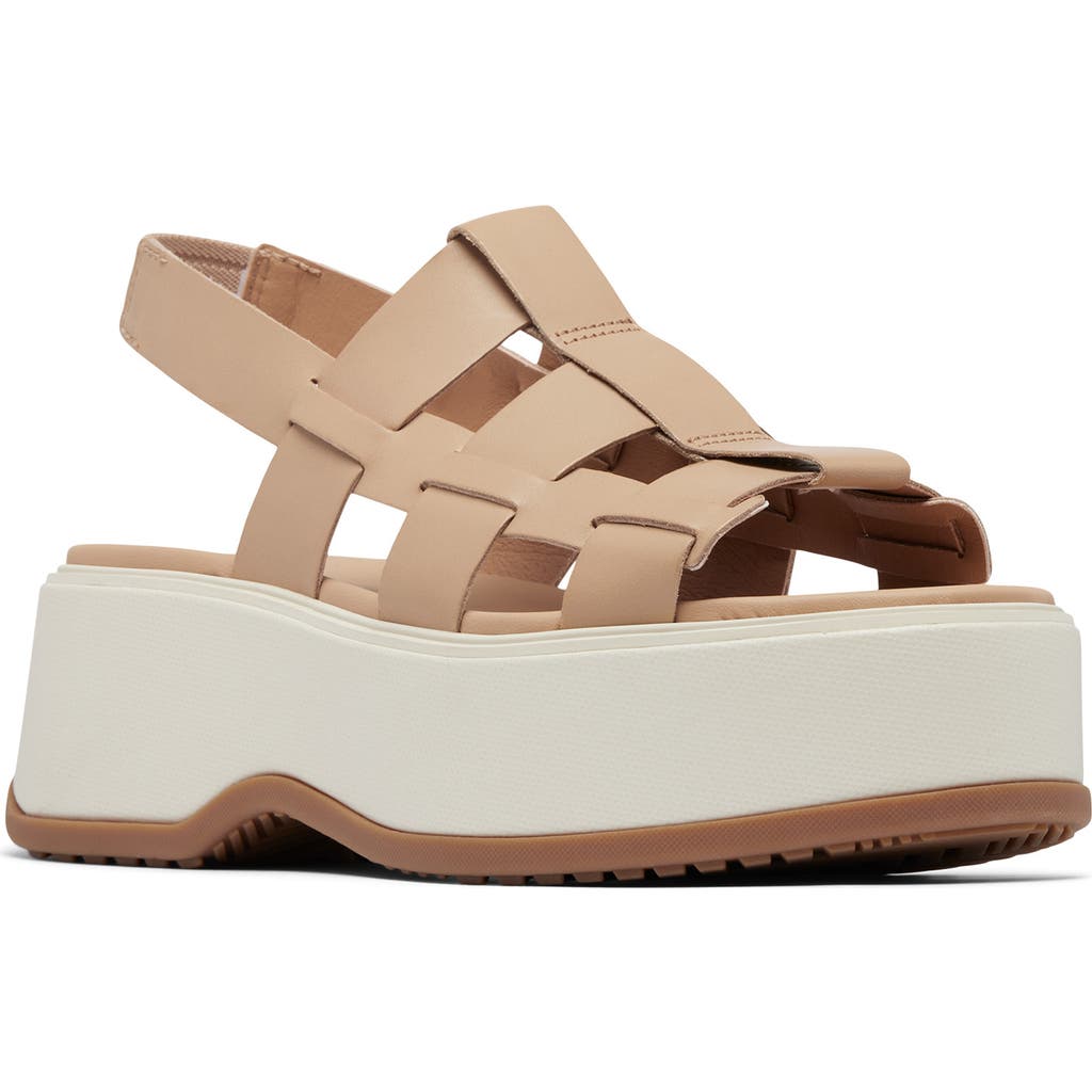 Sorel Dayspring Slingback Platform Sandal In Honest Beige/chalk