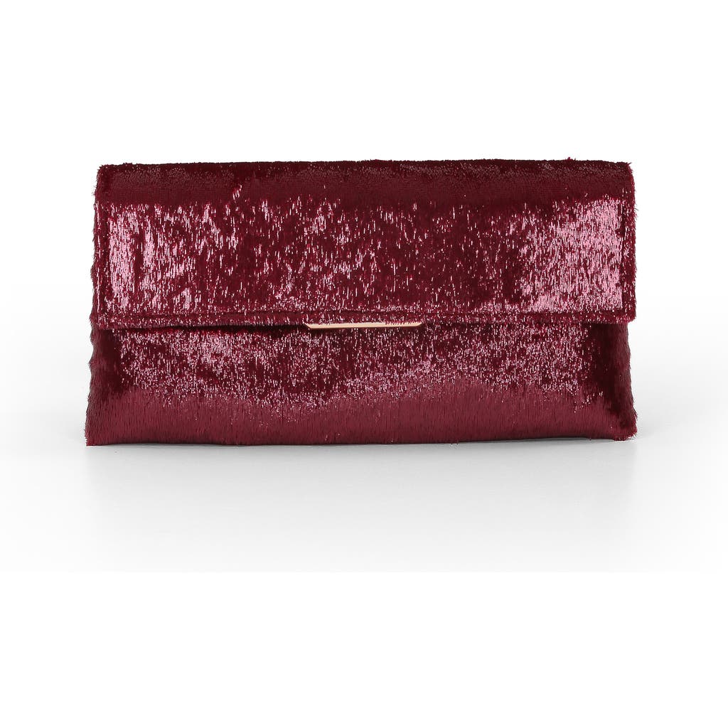 Jewel Badgley Mischka Angel Soft Faux Pony Hair Envelope Clutch In Red