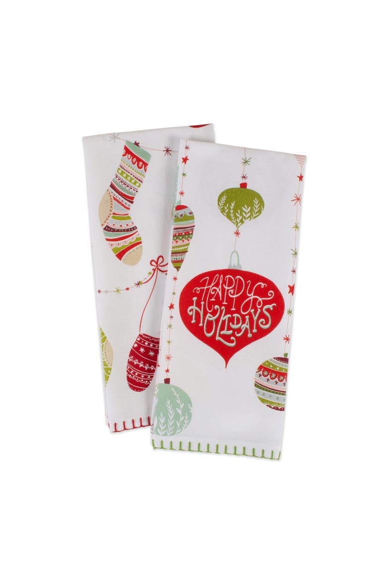 Asst Xmas Trimmings Printed Dishtowel Set/2, Alternate, color, Trimmings